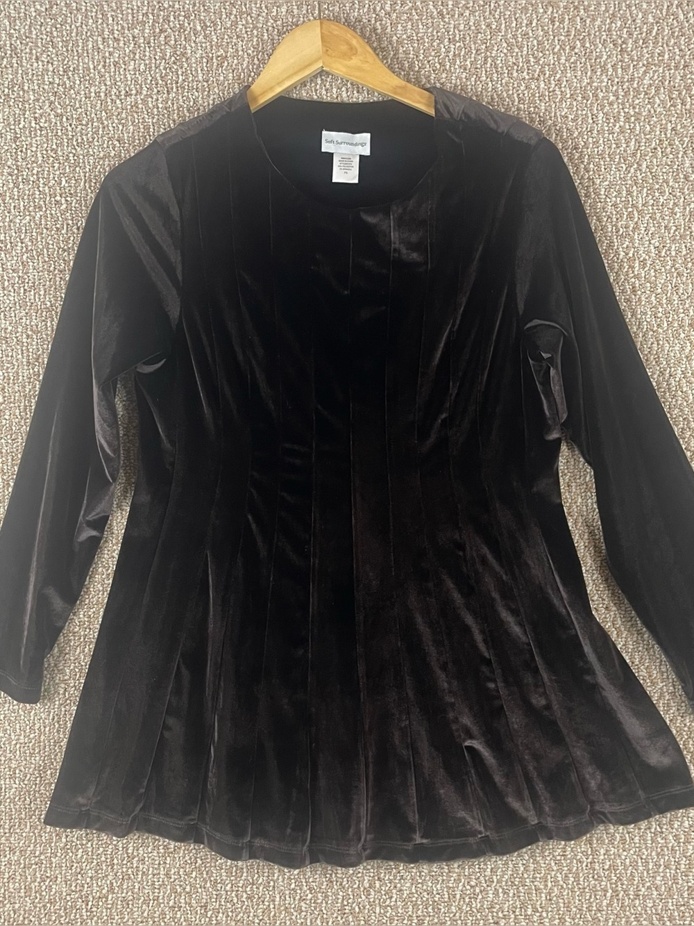 Soft Surroundings Top Womens PS Brown Velvet Romantic Y2K 90s Whimsical E314